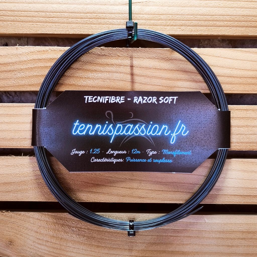 Cordage tennis monofilament TECNIFIBRE Razor Soft - 1.25 – Noir - Contrôle et souplesse – photo principale