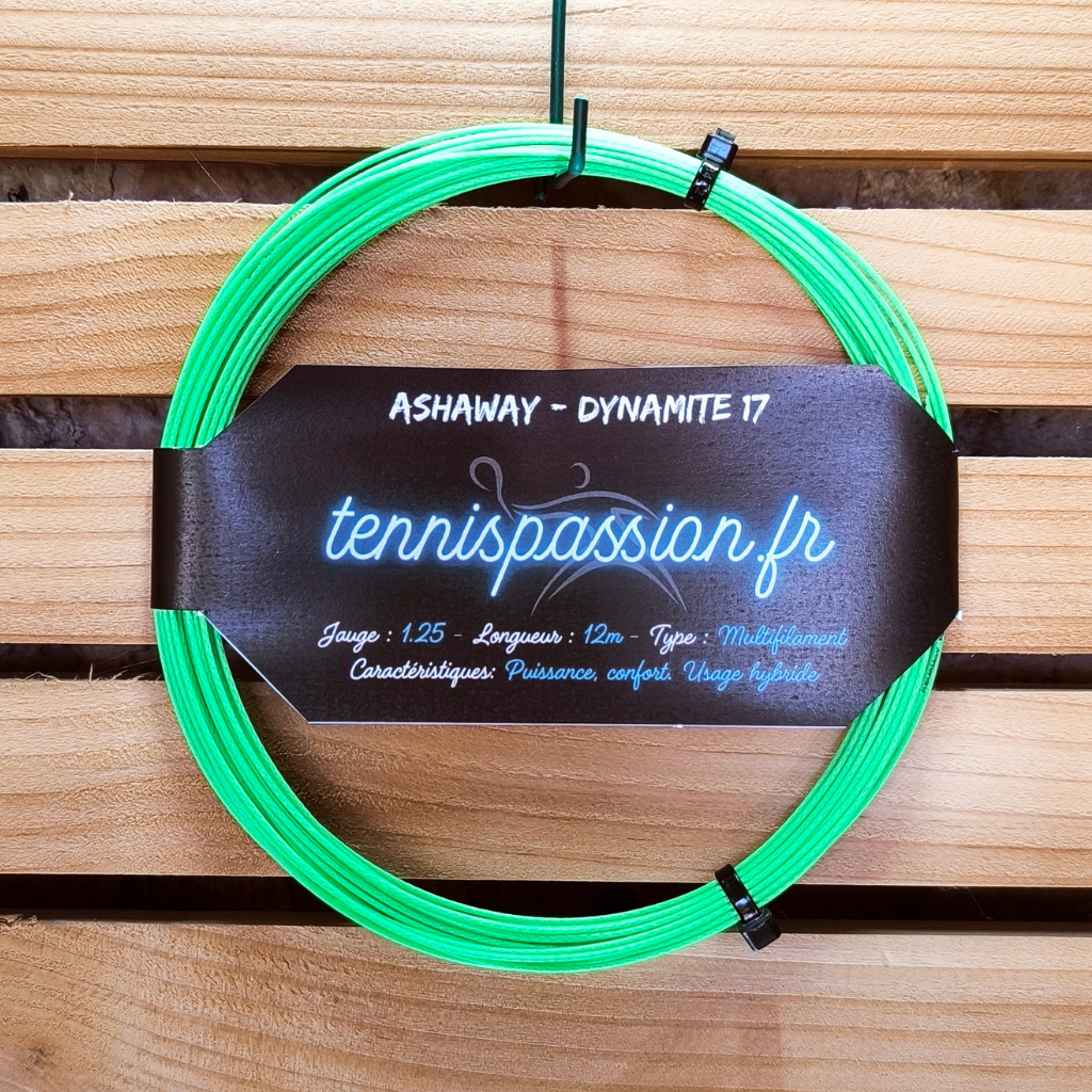 Cordage de tennis ASHAWAY Dynamite 17 - multifilament jauge 1.25 coloris vert