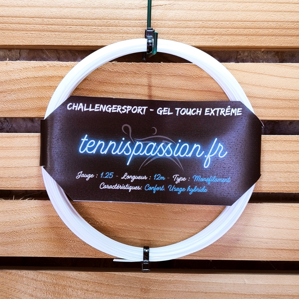 Cordage de tennis CHALLENGERSPORT Gel Touch Extrême - monofilament jauge 1.25 coloris Blanc