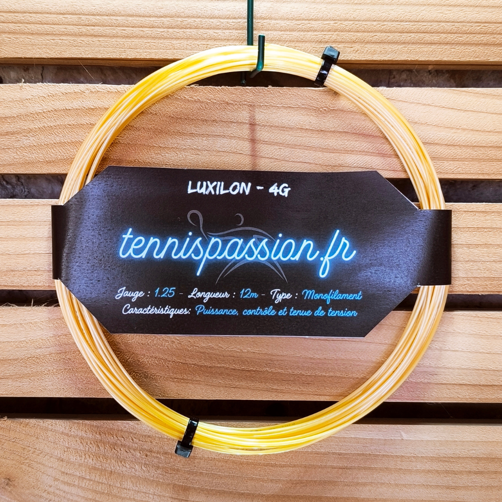 Cordage de tennis LUXILON 4G - monofilament jauge 1.25 coloris Doré/Jaune