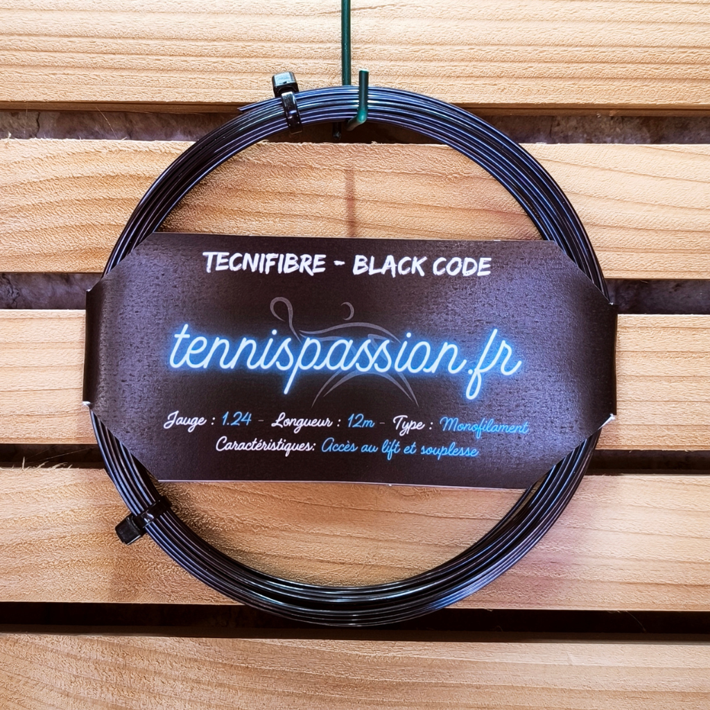 Cordage de tennis TECNIFIBRE Black Code - monofilament jauge 1.24 coloris Noir