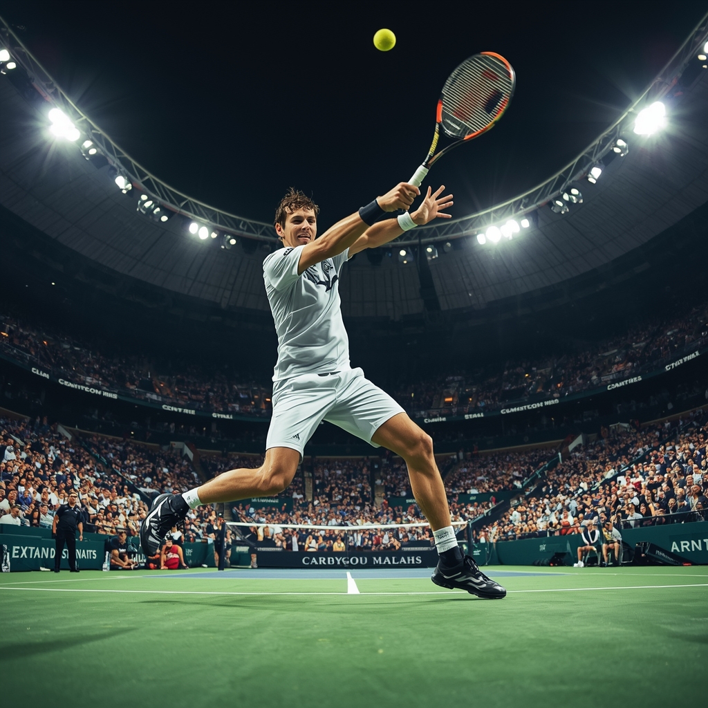 Joueur professionnel avec sa raquette